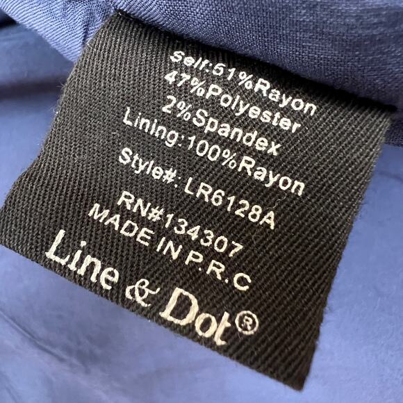 Line And Dot Flounce Sleeve Romper Small Blue Belted Open Keyhole Button Pockets - Picture 9 of 10